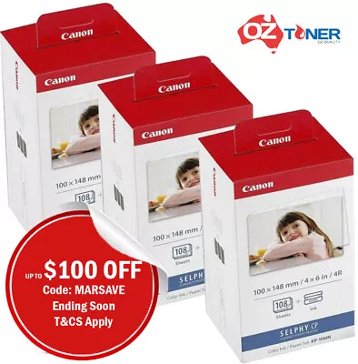 3xCANON KP108IN Ink/Paper Pack(3*108x Postcard)=>Selphy CP780 CP900 CP790 CP1300 • $154.93